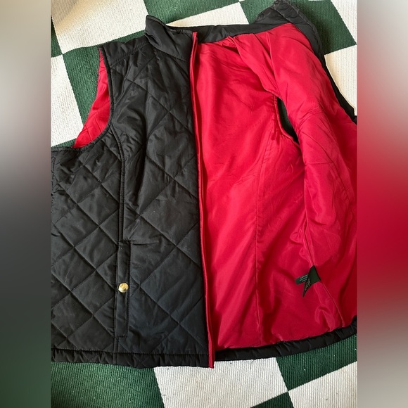 Lauren Ralph Lauren Green Label Black Quilted Vest Red Lining | Women’s Size L - Picture 4 of 7